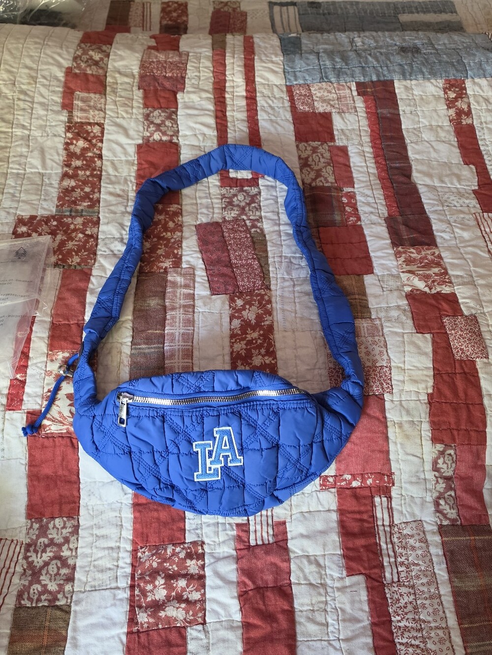 LA Quilted Blue Crossbody Waist Bag